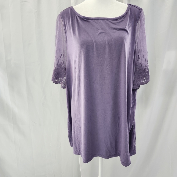 Colleen Lopez Tops - Colleen Lopez Purple Lace Sleeve Blouse